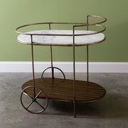 Two-Tier Marble Top Bar Cart