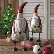 Set of Two Metal Santa Gnomes