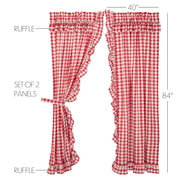 Annie Buffalo Red Check Ruffled Panel Set of 2 84x40