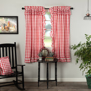 Annie Buffalo Red Check Ruffled Short Panel Set of 2 63x36