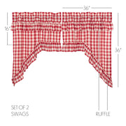 Annie Buffalo Red Check Ruffled Swag Set of 2 36x36x16