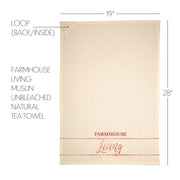 Sawyer Mill Red Farmhouse Living Muslin Unbleached Natural Tea Towel 19x28
