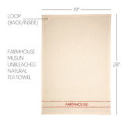 Sawyer Mill Red Farmhouse Muslin Unbleached Natural Tea Towel 19x28