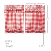 Annie Buffalo Red Check Ruffled Tier Set of 2 L36xW36