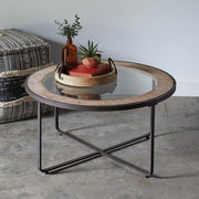 Wood and Glass Industrial Coffee Table