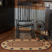 Potomac Jute Rug Oval Stencil Stars w/ Pad 36x60