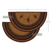 Heritage Farms Star and Pip Jute Rug Half Circle w/ Pad 16.5x33