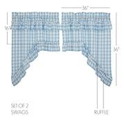 Annie Buffalo Blue Check Ruffled Swag Set of 2 36x36x16