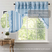 Annie Buffalo Blue Check Ruffled Swag Set of 2 36x36x16