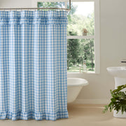 Annie Buffalo Blue Check Ruffled Shower Curtain 72x72