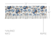 Annie Blue Floral Ruffled Valance 16x72