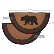 Wyatt Stenciled Bear Jute Rug Half Circle w/ Pad 16.5x33