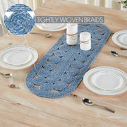Celeste Blended Blue Indoor/Outdoor Runner Oval 12x36
