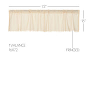 Tobacco Cloth Natural Valance Fringed 16x72