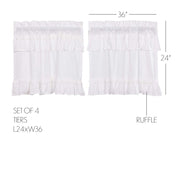 Muslin Ruffled Bleached White Tier Set of 4 L24xW36