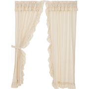 Muslin Ruffled Unbleached Natural Panel Set of 4 84x40