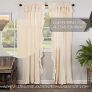 Muslin Ruffled Unbleached Natural Panel Set of 4 84x40