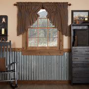 Navy Check Scalloped Prairie Swag Set of 4 36x36x18