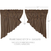 Navy Check Scalloped Prairie Swag Set of 4 36x36x18