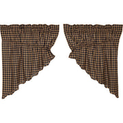 Navy Check Scalloped Prairie Swag Set of 4 36x36x18