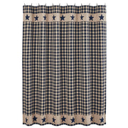 Allegiance Navy & Tan Check Shower Curtain 72x72