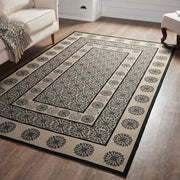 Custom House Black Tan Jacquard Polyester Rug Rect 60x96