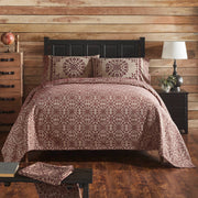 Custom House Burgundy Tan Jacquard King Coverlet 106Wx97L