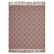 Custom House Burgundy Tan Jacquard Woven Throw 50x60