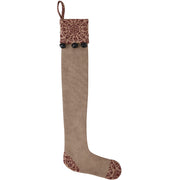 Custom House Burgundy Tan Jacquard Prim Stocking 7x19