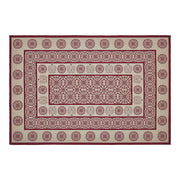 Custom House Burgundy Tan Jacquard Polyester Rug Rect 48x72