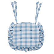 Annie Buffalo Check Blue Ruffled Chair Pad 16.5x18