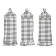 Annie Buffalo Check Grey Button Loop Tea Towel Set of 3