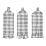 Annie Buffalo Check Grey Button Loop Tea Towel Set of 3