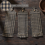 Black Check Button Loop Tea Towel Set of 3