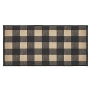 Black Check Polyester Rug Rect 17x36