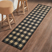 Black Check Polyester Rug/Runner Rect 22x96