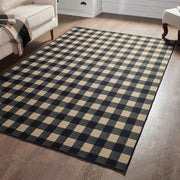 Black Check Polyester Rug Rect 60x96