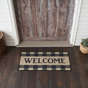 Black Check Welcome Polyester Rug Rect 17x36