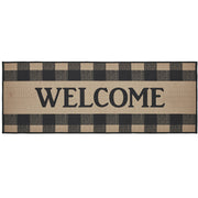 Black Check Welcome Polyester Rug Rect 17x48