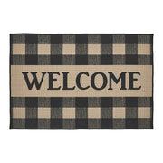 Black Check Welcome Polyester Rug Rect 24x36