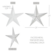 Faceted Metal Star White Wall Hanging 24x24