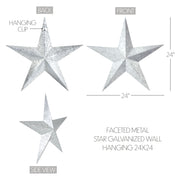 Faceted Metal Star Galvanized Wall Hanging 24x24