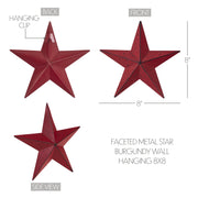 Faceted Metal Star Burgundy Wall Hanging 8x8