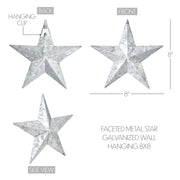 Faceted Metal Star Galvanized Wall Hanging 8x8