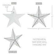 Faceted Metal Star White Wall Hanging 4x4