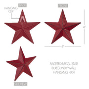 Faceted Metal Star Burgundy Wall Hanging 4x4