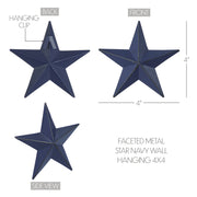 Faceted Metal Star Navy Wall Hanging 4x4