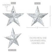 Faceted Metal Star Galvanized Wall Hanging 4x4