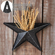 Faceted Metal Star Black Wall Hanging w/ Pocket 12x12