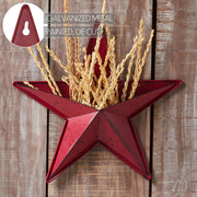 Faceted Metal Star Burgundy Wall Hanging w/ Pocket 12x12